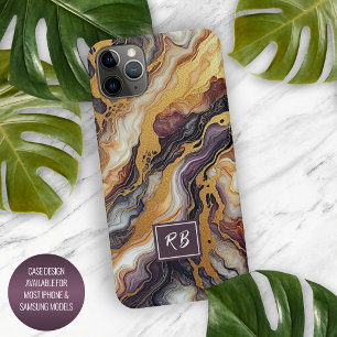 Coque iPhone 16 Pro Max Motif Marbre Personnalisé Violet Noir Gris Blanc O