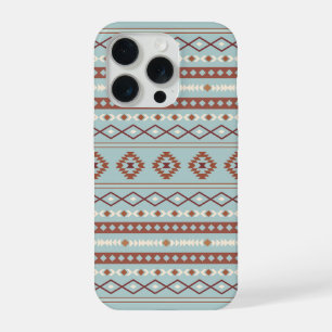 Motif mixte aztéque à motif rustique crème bleu