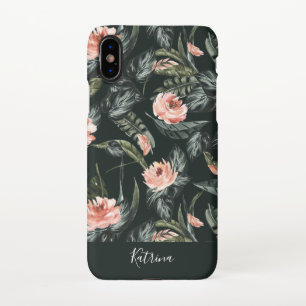 Coque iPhone XS Motif moderne Coral Tropics