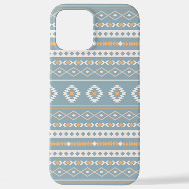 Coque iPhone Motif Motif Mixte Aztec Crème Bleu Orange (Verso)