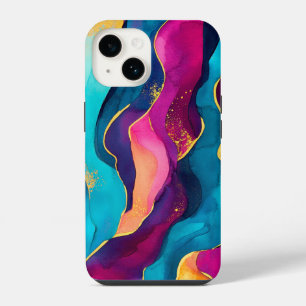 Coque Pour iPhone 14 Motif Pailleté Doré