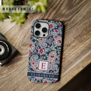 Motif Paisley Blanc Bleu Rouge Personnalisable