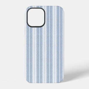 Coque iPhone 12 Motif rayé à chevrons bleu doux et fougère