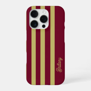 Coque iPhone 16 Pro Motif rayé vert Chartreuse et bordeaux