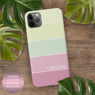 Coque iPhone 16 Pro Max Motif rayé vert chartreuse lime rose clair