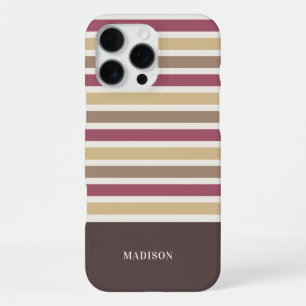 Coque iPhone 16 Pro Max Motif rayures nom personnalisé