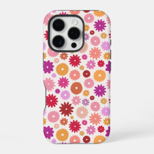 Coque iPhone 16 Pro Motif Répété de Fleurs Colorées
