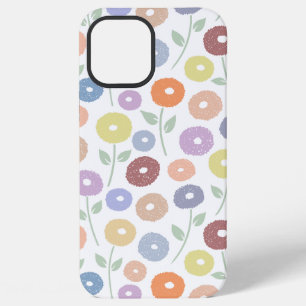 Coque iPhone 12 Pro Max Motif Répété Fleur Floue Pastels sur Blanc