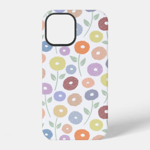 Coque iPhone 12 Motif Répété Fleur Floue Pastels sur Blanc