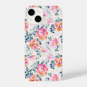 Coque Pour iPhone 14 Motif rose et Turquoise