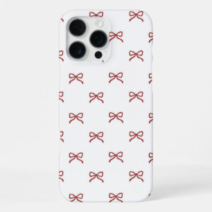 Coque iPhone 16 Pro Max Motif Ruban Rouge Blanc Coquette Féminin Printemps