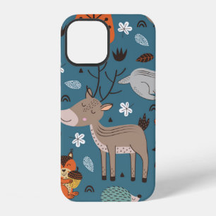 Coque iPhone 12 Motif sans couture avec des animaux de la forêt su