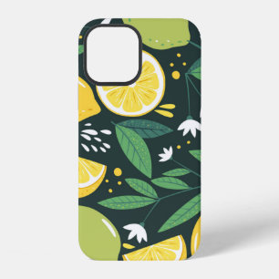 Coque iPhone 12 Motif sans couture avec des citrons. Impression d'