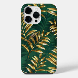 Coque Pour Pour iPhone 14 Pro Max Motif sans couture avec des fougères dorées