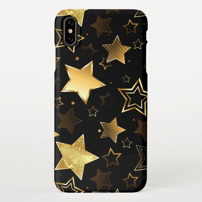 Coque iPhone Motif sans couture avec étoiles d'or (Dos)