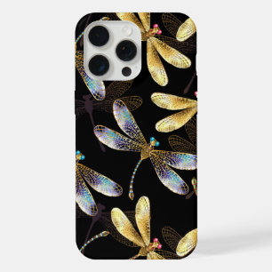 Motif sans couture avec libellules dorées