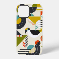 Motif sans couture avec oiseaux stylisés en rétro 