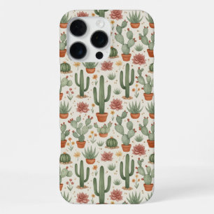 Coque iPhone 16 Pro Max Motif sans couture de cactus de désert succulent