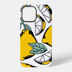 Coque iPhone 12 Motif sans couture de citrons lumineux dessinés à