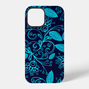 Coque iPhone 12 Motif sans couture de couleur bleue abstraite sur