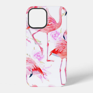 Coque iPhone 12 Motif sans couture de roses aquarelles avec flaman