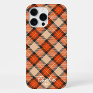 Coque iPhone 16 Pro Max Motif tartan personnalisé automne citrouille orang