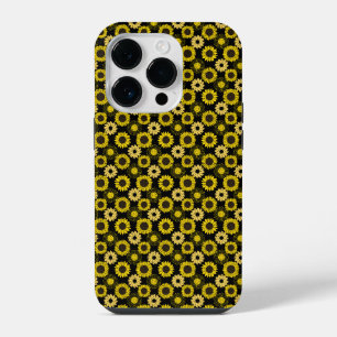 Coque Pour iPhone 14 Plus Motif tournesols bx4 Fond noir