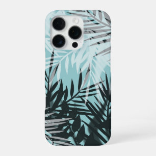 Coque iPhone 16 Pro Motif tropical bleu clair