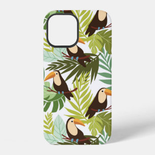 Coque iPhone 12 Motif tropical sans couture avec toucan et feuille