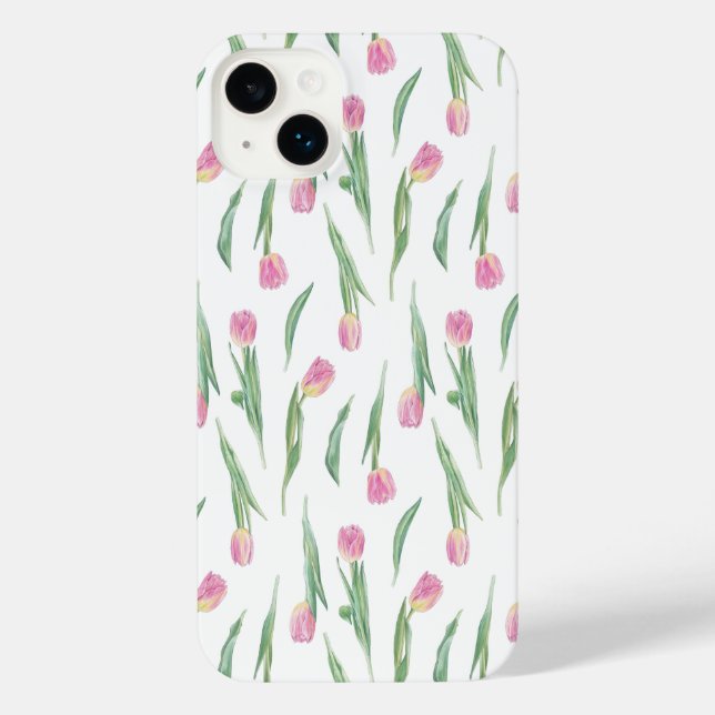 Coque iPhone Motif Tulipe Rose – Fleurs Aquarelles Douces (Verso)