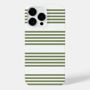 Coque Pour Pour iPhone 14 Pro Max Motif vert olive et blanc cinq bandes