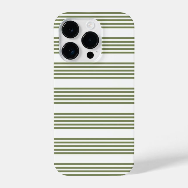 Coque iPhone Motif vert olive et blanc cinq bandes (Verso)
