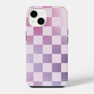 Coque Pour iPhone 14 Motif Violet Dégradé à Carreaux Rétro