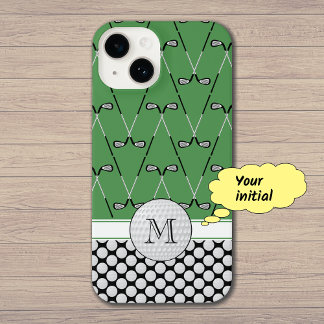 Coque Pour iPhone 14 Motifs de golf de Monogrammes vert