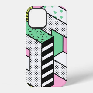 Coque iPhone 12 Motifs sans couture abstraits Memphis avec géométr