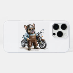 Coque iPhone 16 Pro Max motocyclette bouledogue français