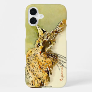 Coque iPhone 16 Plus Moustaches de chat à l'aquarelle Nose Cœur Rose Pe
