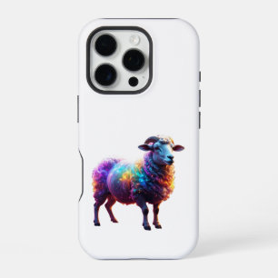 Coque iPhone 16 Pro "Mouton Arc-en-Ciel Magique Art