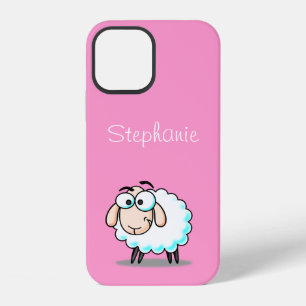 Coque iPhone 12 Mouton de dessin animé rose mignon pour fille