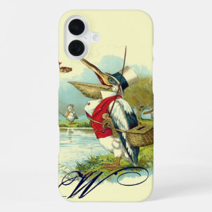Coque iPhone 16 Plus MR PÉLICAN PÊCHE MONOGRAMME,crème