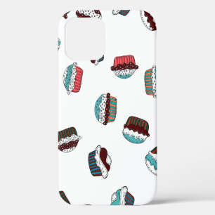 Coque iPhone 12 Muffin. Fond de gâteau d'anniversaire en blanc