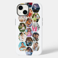Multi Photo Collage Simple Moderne Hexagon Motif