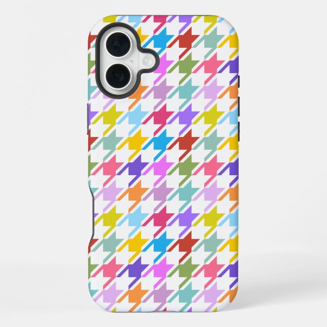 Coque iPhone Multicolor Houndstooth+Motif blanc (Verso)