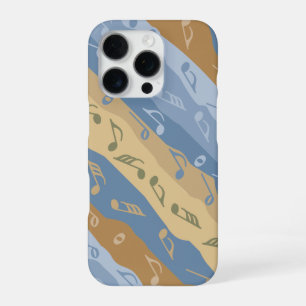 Coque iPhone 16 Pro Musique Note Grandes Brown Et Bleues
