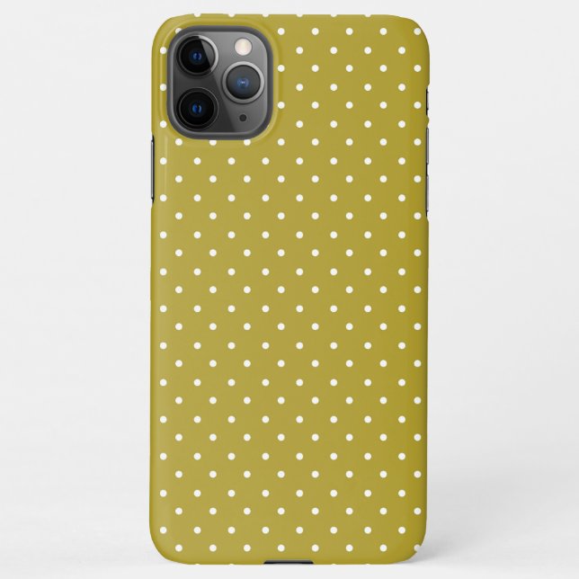 Coque iPhone  Mustard yellow white polka dots pattern  (Dos)