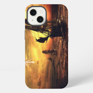 Etui iPhone 13 Navires sur une mer orageuse