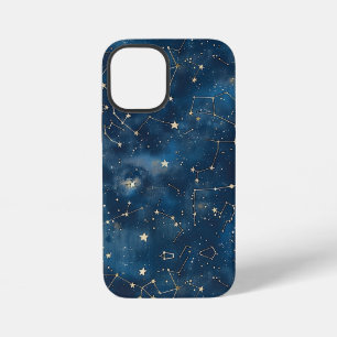 Coque iPhone 12 Mini Nébuleuse d'étoiles cosmiques sarcelle mystique or