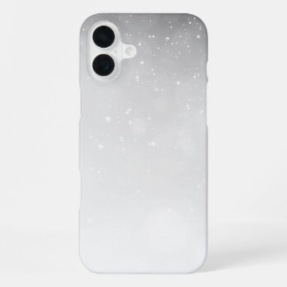Coque iPhone 16 Plus Neige hivernale scintillante noire et blanche