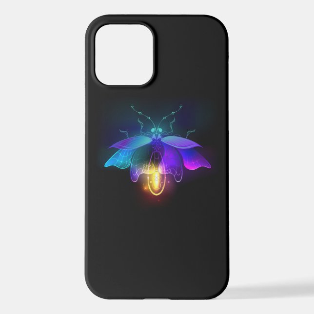 Coque iPhone Neon Firefly sur noir (Verso)