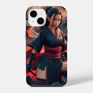 Coque Pour iPhone 14 Ninja Girl Art – Dynamic and Fierce Warrior 